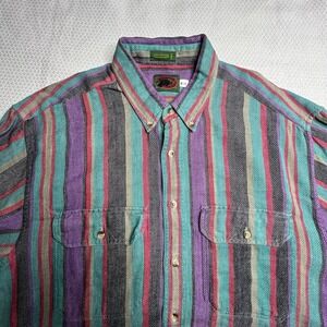 Boston Traders Mens Multi-Color Striped Button-Up Shirt Size B1X (Big 1X) Cotton